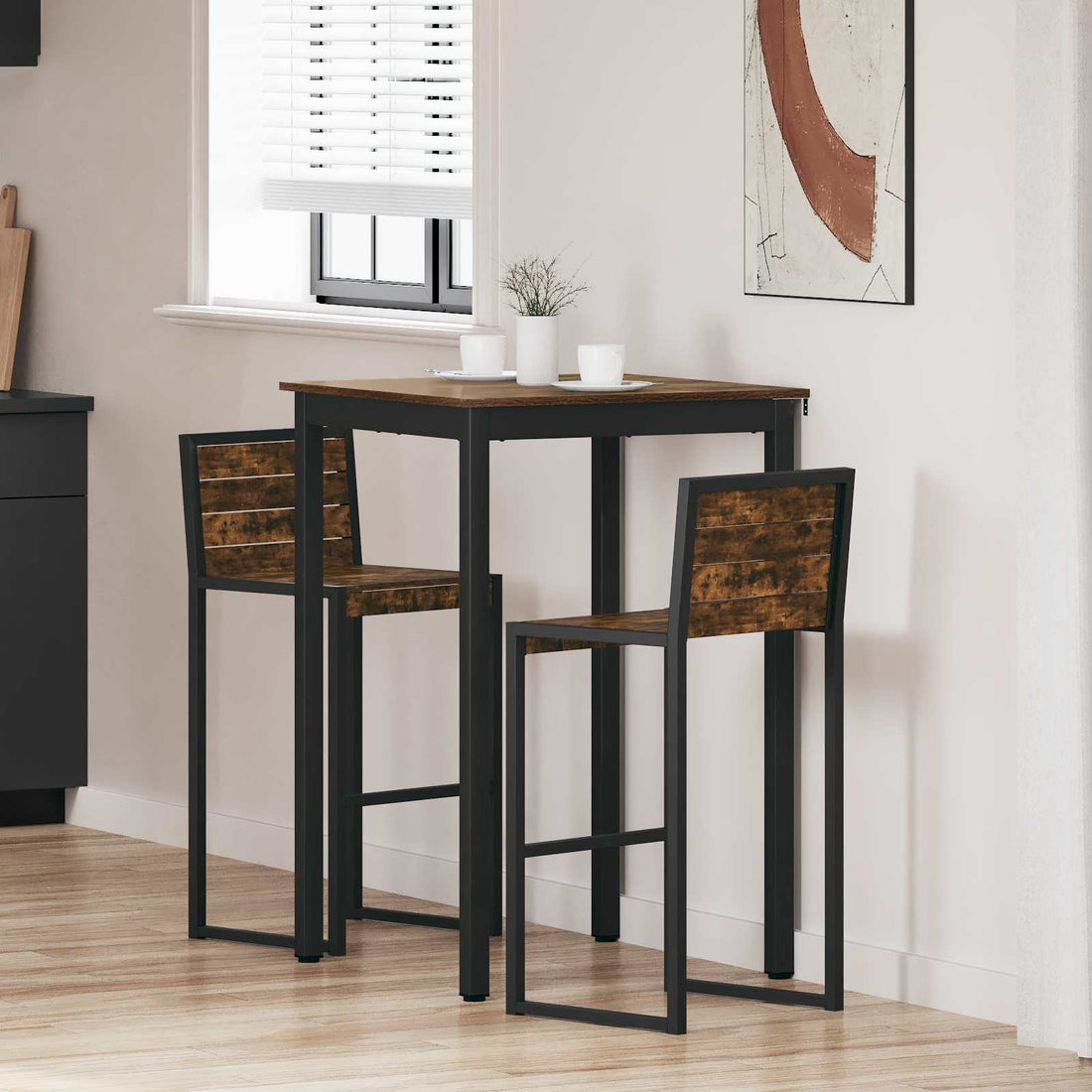 vidaXL Mesa de barra de pie Madera de ingeniería Cuadrado