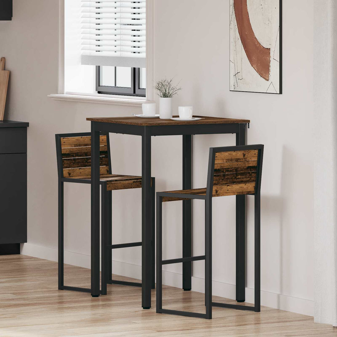 vidaXL Mesa de barra de pie Madera de ingeniería Cuadrado