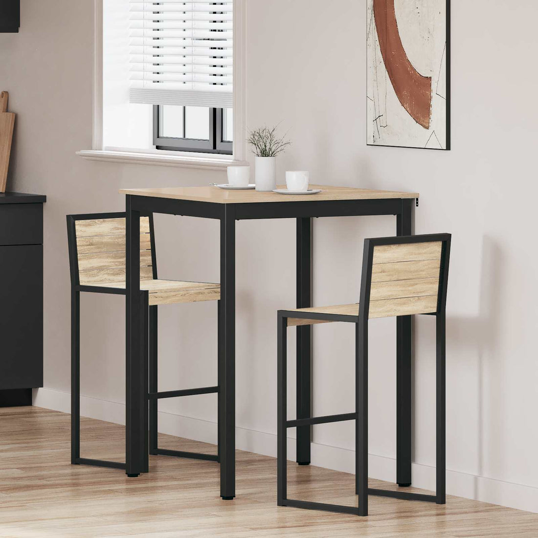 vidaXL Mesa de barra de pie Madera de ingeniería Cuadrado