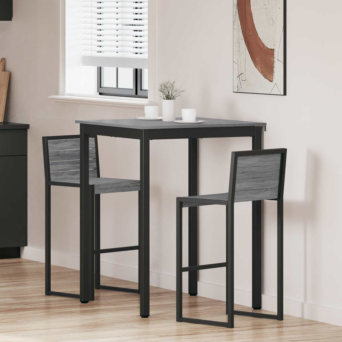vidaXL Mesa de barra de pie Madera de ingeniería Cuadrado