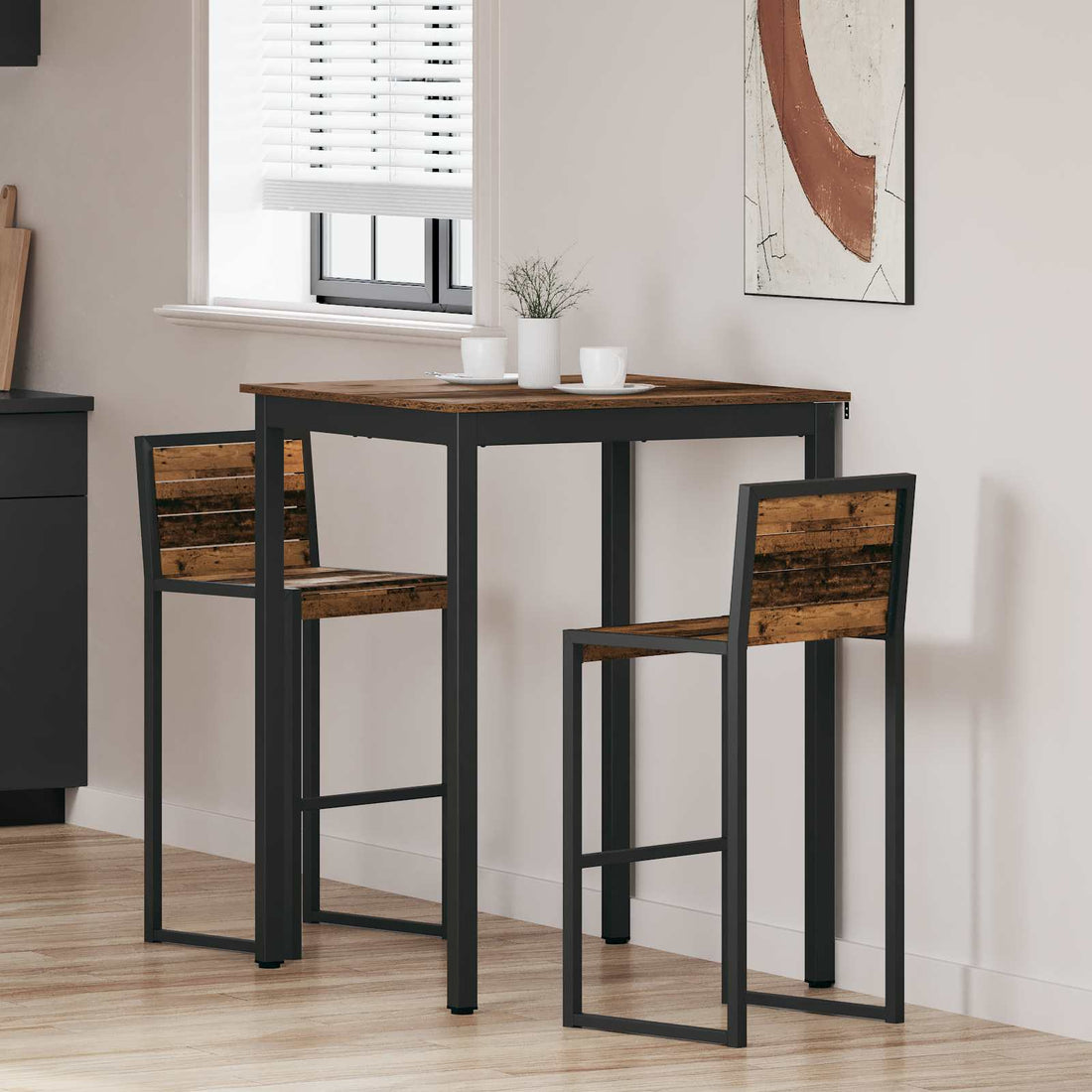 vidaXL Mesa de barra de pie Madera de ingeniería Cuadrado