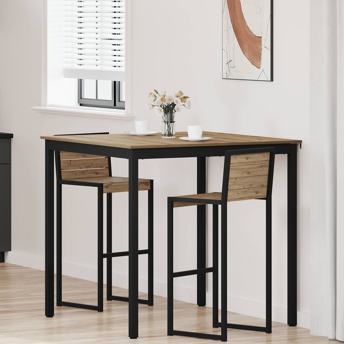 vidaXL Mesa de barra de pie Madera de ingeniería Cuadrado