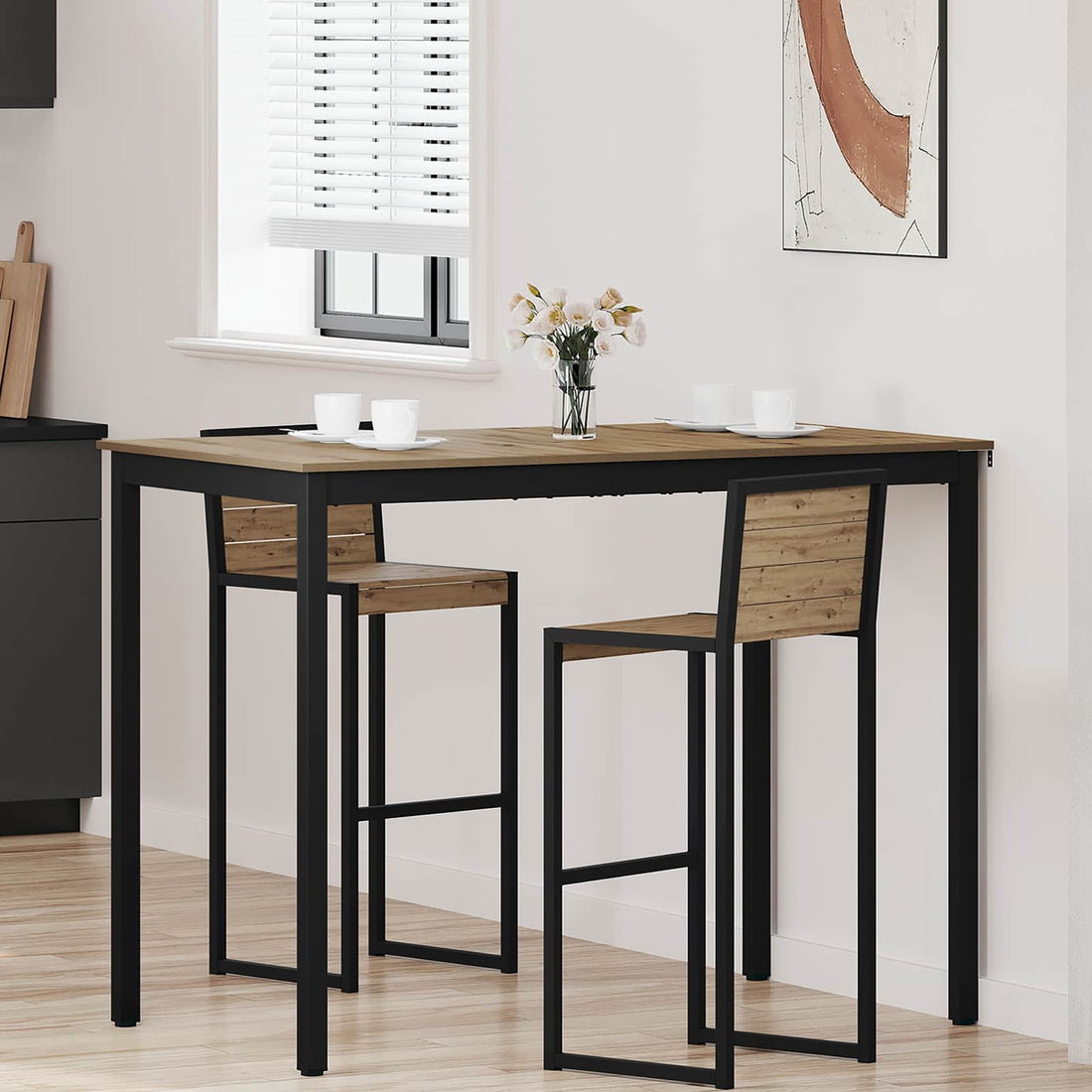 vidaXL Mesa de barra de pie Madera de ingeniería Rectangular