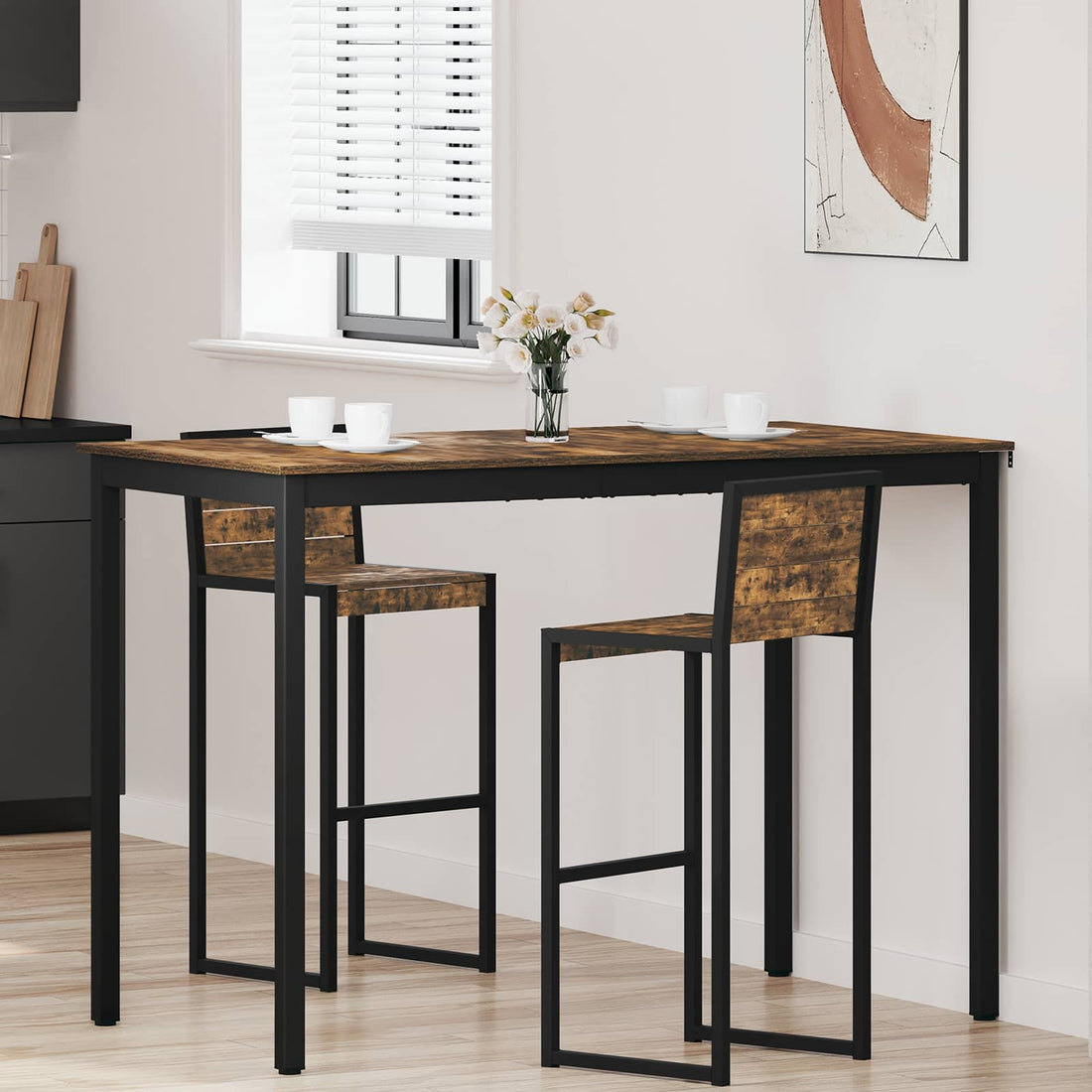 vidaXL Mesa de barra de pie Madera de ingeniería Rectangular