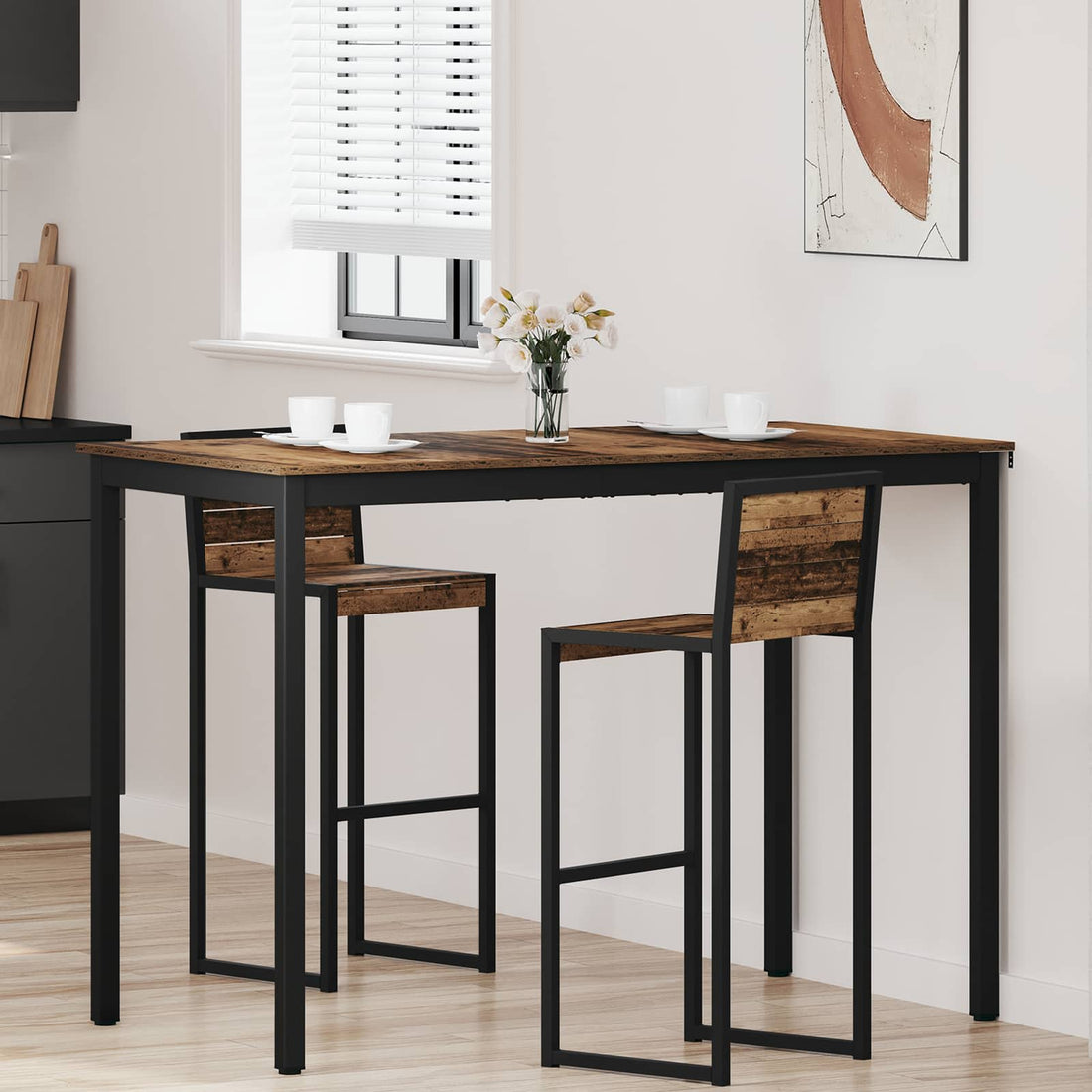 vidaXL Mesa de barra de pie Madera de ingeniería Rectangular
