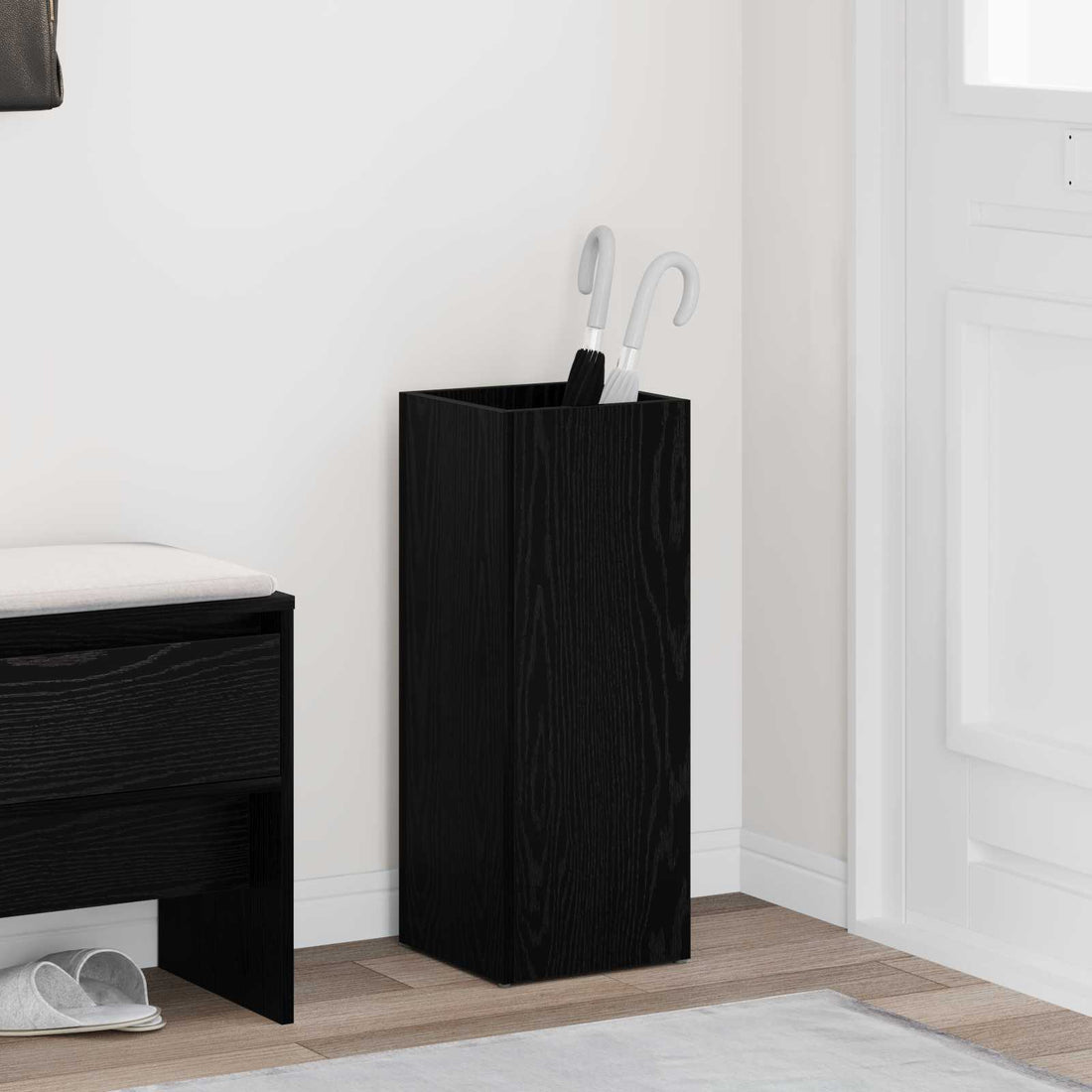 vidaXL Soporte de Sombrilla Roble Negro 25 x 24,5 x 64 cm