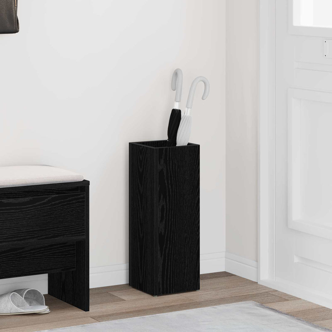 vidaXL Paraguero Roble Negro 20 x 20 x 55,5 cm Madera de ingeniería