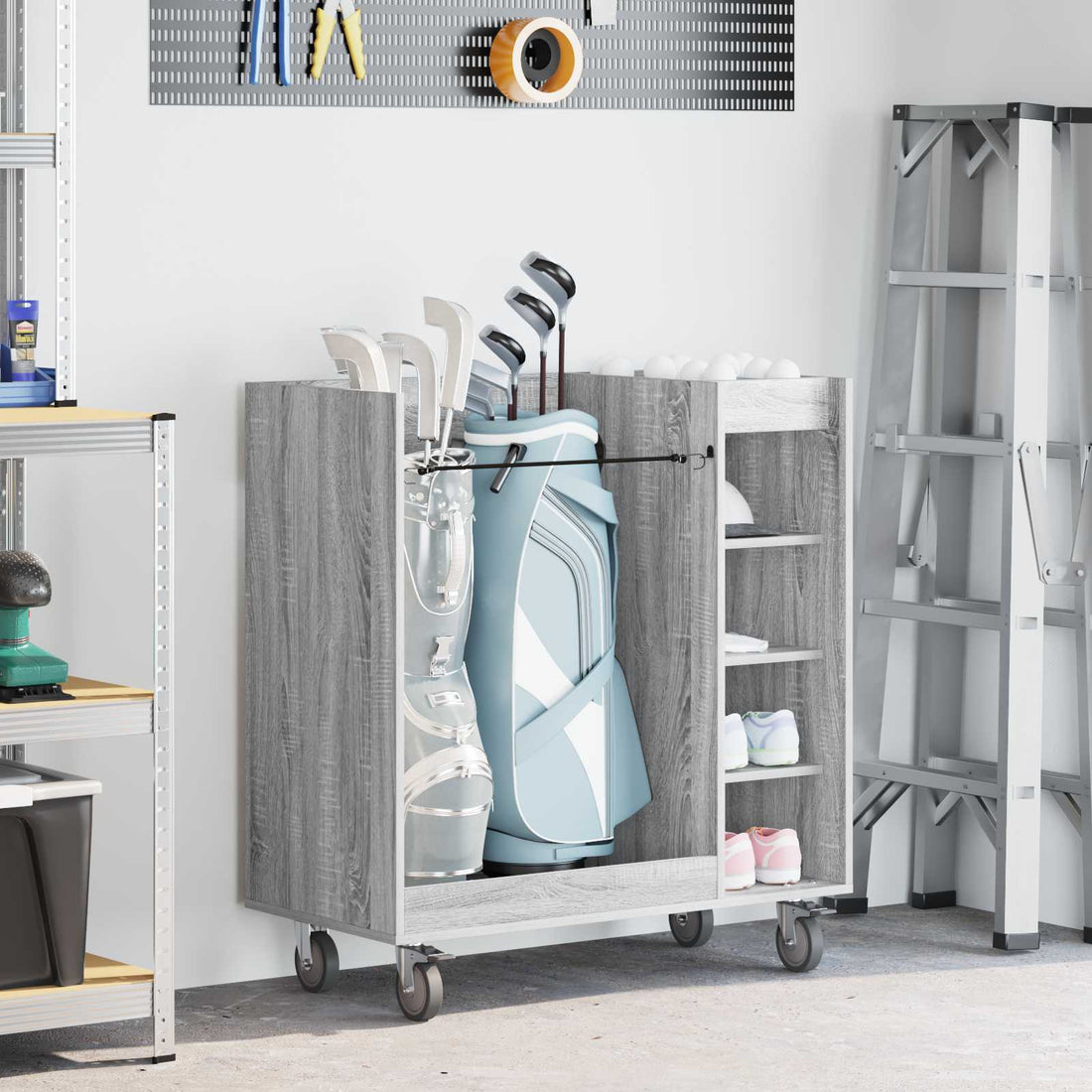 vidaXL Armario de Golf con rueda Liso Gris Sonoma 90 x 45 x 98 cm