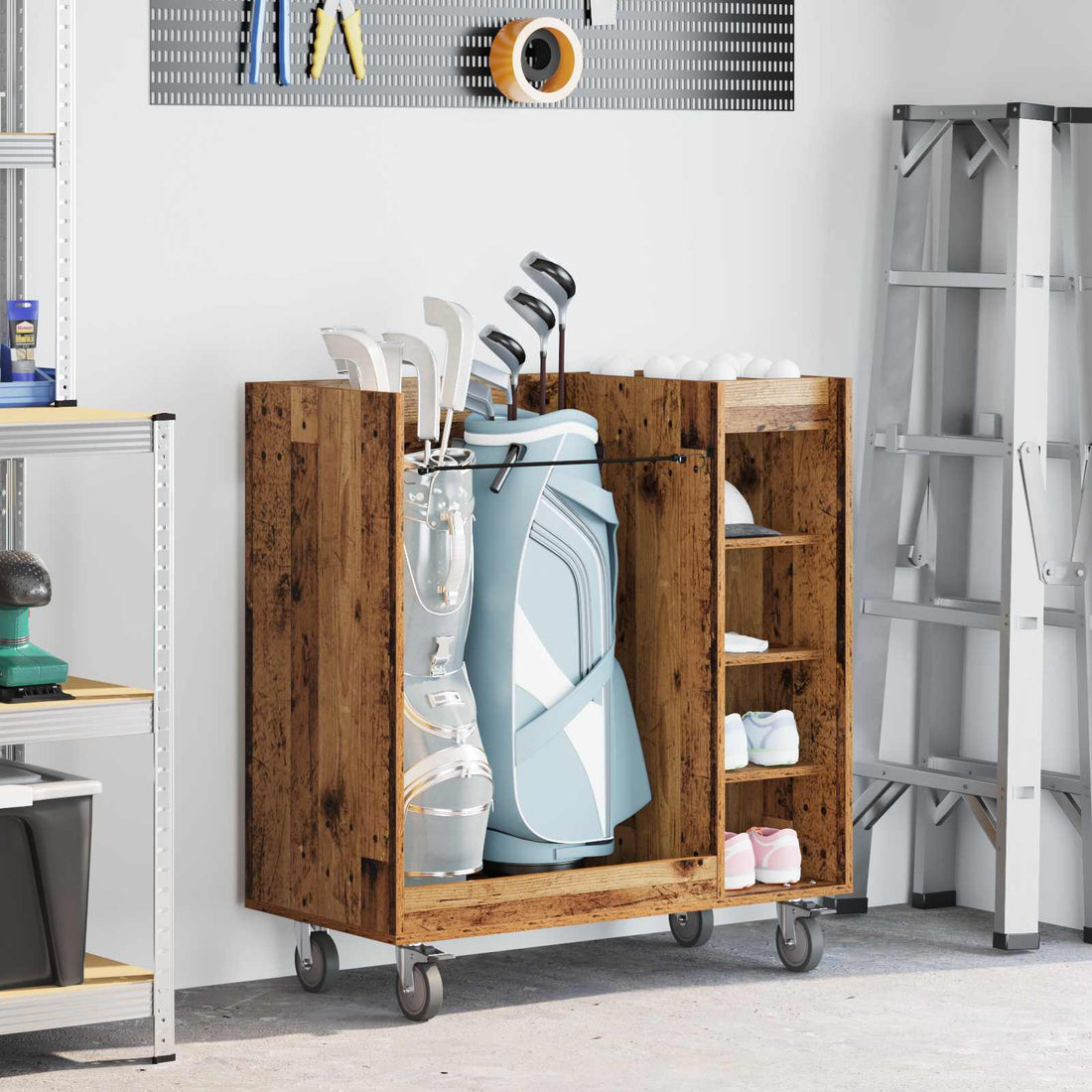 vidaXL Armario de Golf con rueda Liso Madera vieja 90 x 45 x 98 cm