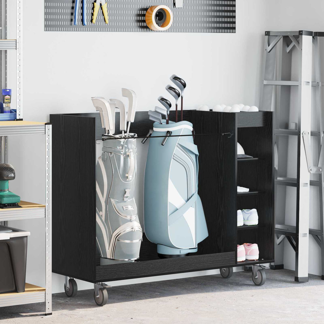 vidaXL Armario de Golf con rueda Liso Roble Negro 120 x 45 x 98 cm