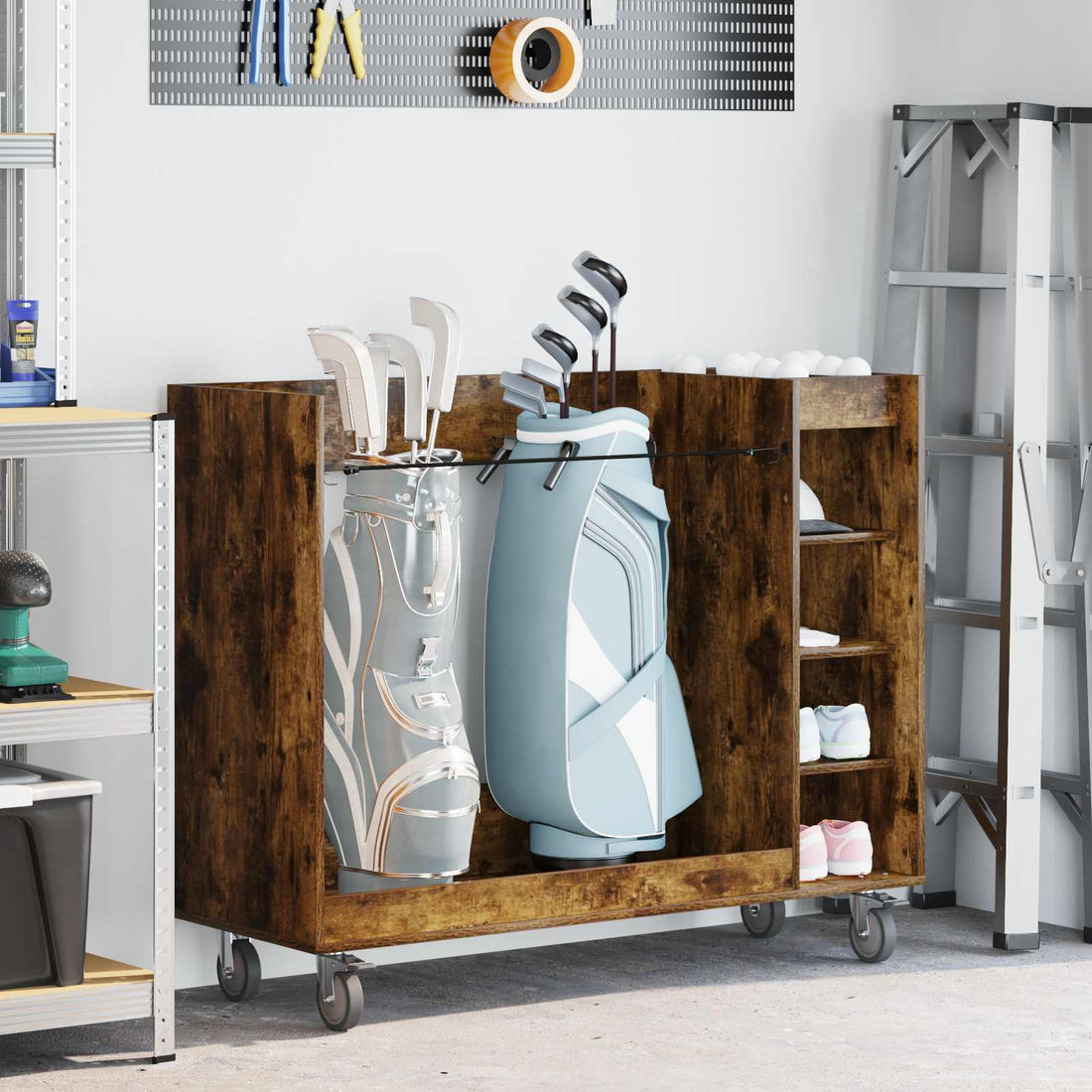 vidaXL Armario de Golf con rueda Liso Roble ahumado 120 x 45 x 98 cm