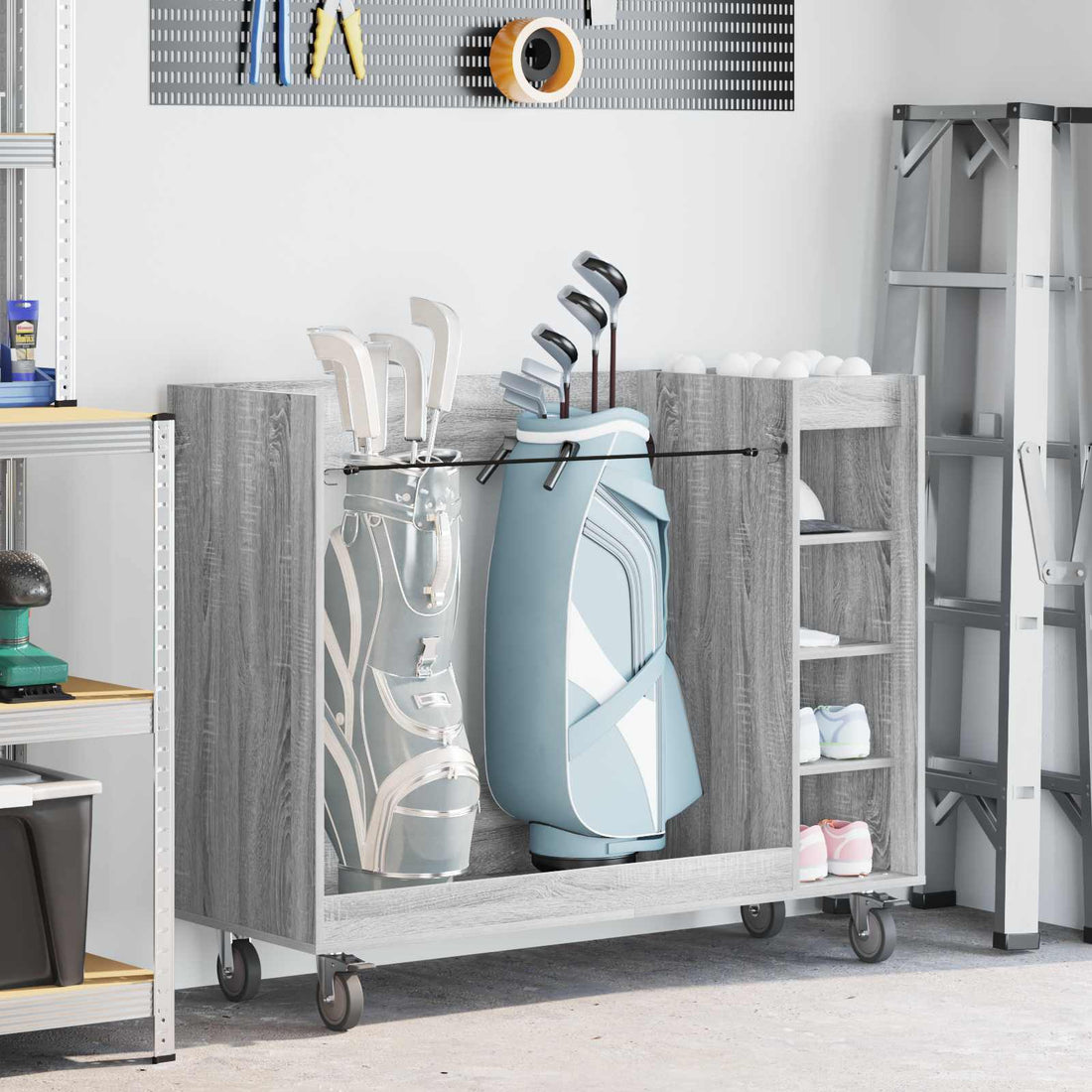 vidaXL Armario de Golf con rueda Liso Gris Sonoma 120 x 45 x 98 cm