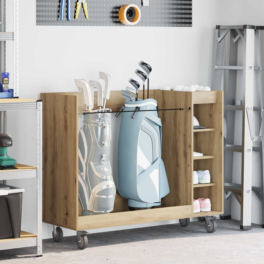 vidaXL Armario de Golf con rueda Liso Roble artisan 120 x 45 x 98 cm