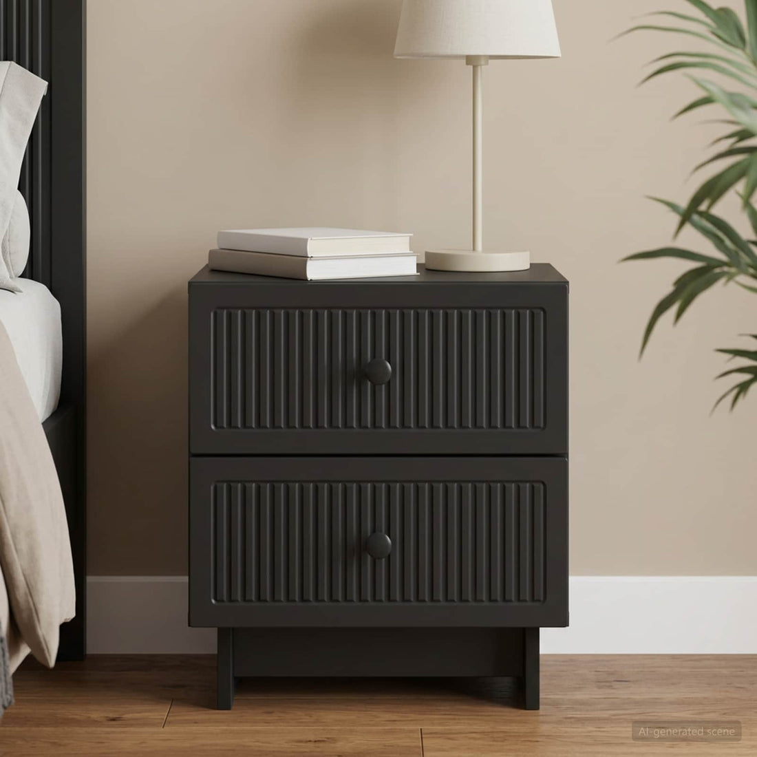 vidaXL Armario de Noche Negro 43 x 34,5 x 47,5 cm Madera de Ingeniería