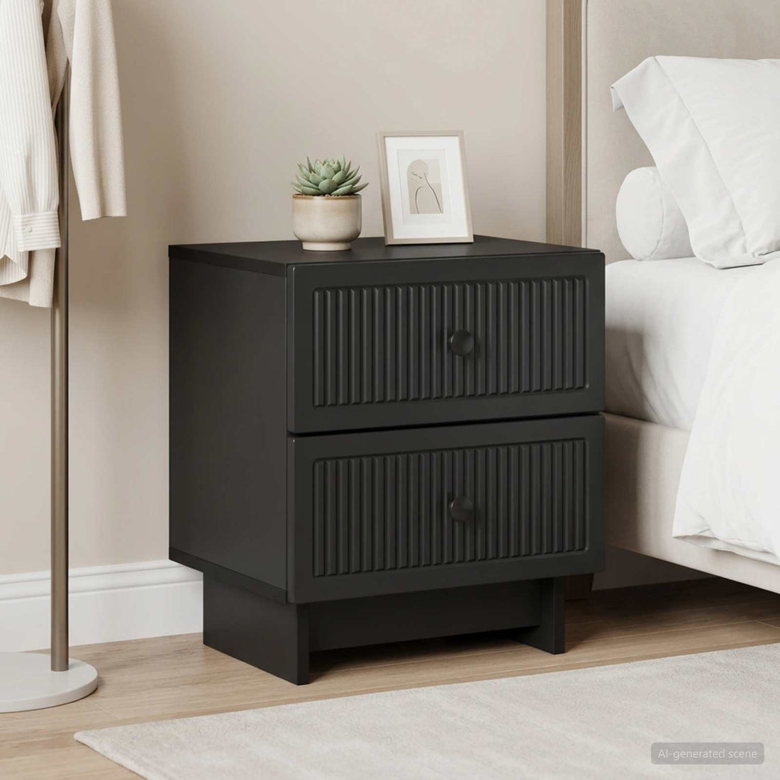vidaXL Armario de Noche 2 uds. Negro 43 x 34,5 x 47,5 cm