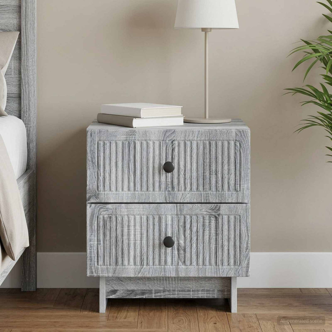 vidaXL Armario de Noche con cajón Gris Sonoma 43 x 34,5 x 47,5 cm