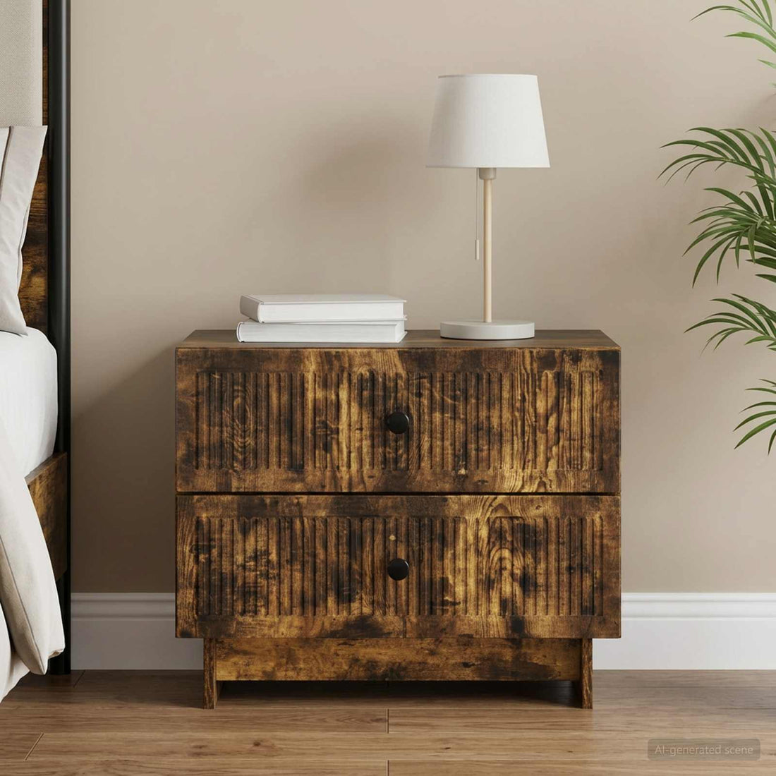 vidaXL Armario de Noche Roble Ahumado 62 x 34,5 x 47,5 cm