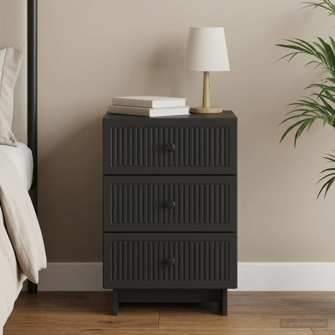 vidaXL Armario de Noche Negro 43 x 41 x 66,5 cm Madera de Ingeniería