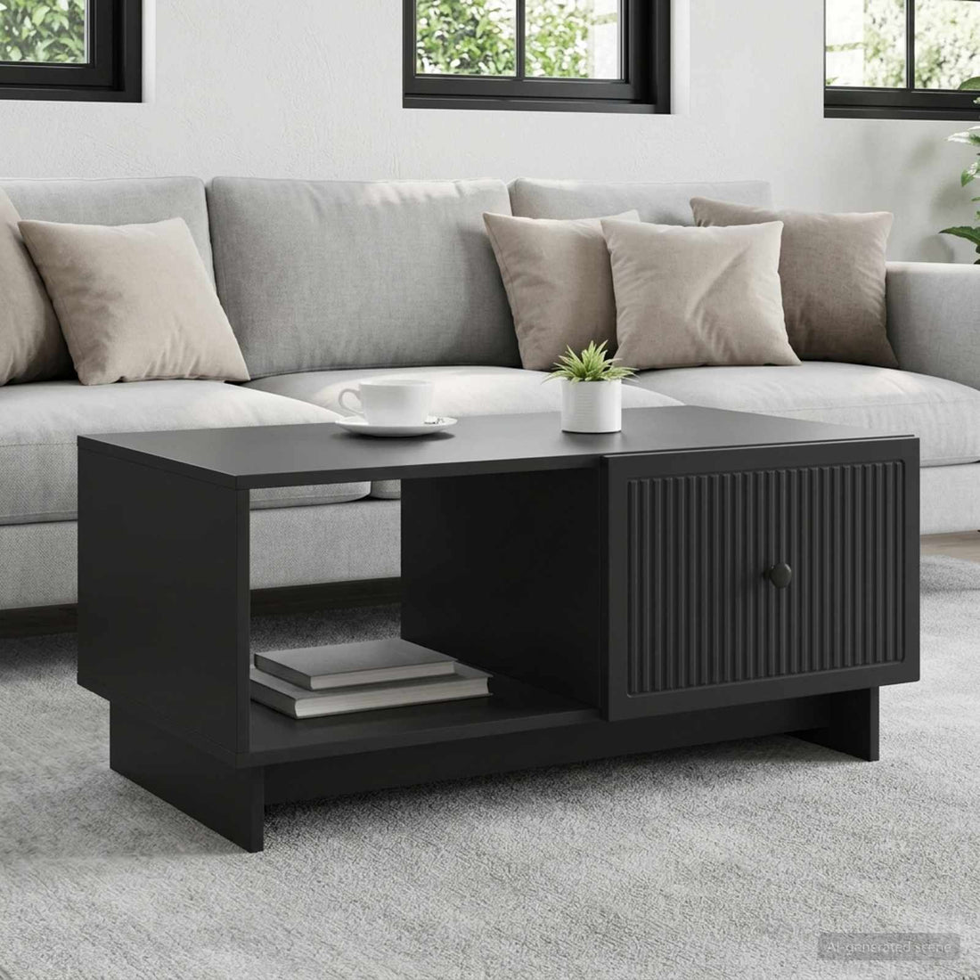 vidaXL Mesa de Café Negro 90 x 50 x 40 cm Madera de Ingeniería