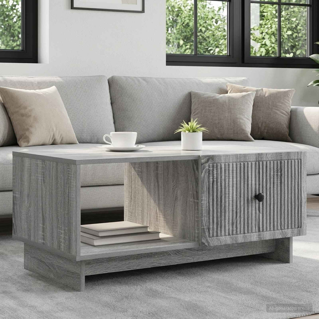 vidaXL Mesa de Café Gris Sonoma 90 x 50 x 40 cm Madera de Ingeniería