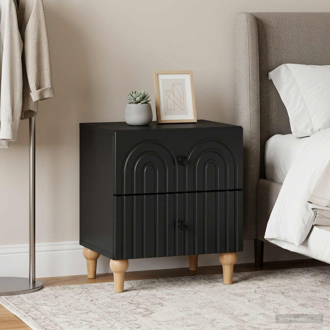 vidaXL Armario de Noche 2 uds. Negro 43 x 34,5 x 48 cm