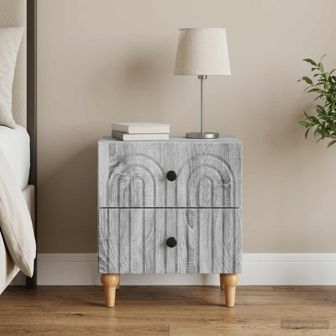 vidaXL Armario de Noche con cajón Gris Sonoma 43 x 34,5 x 48 cm