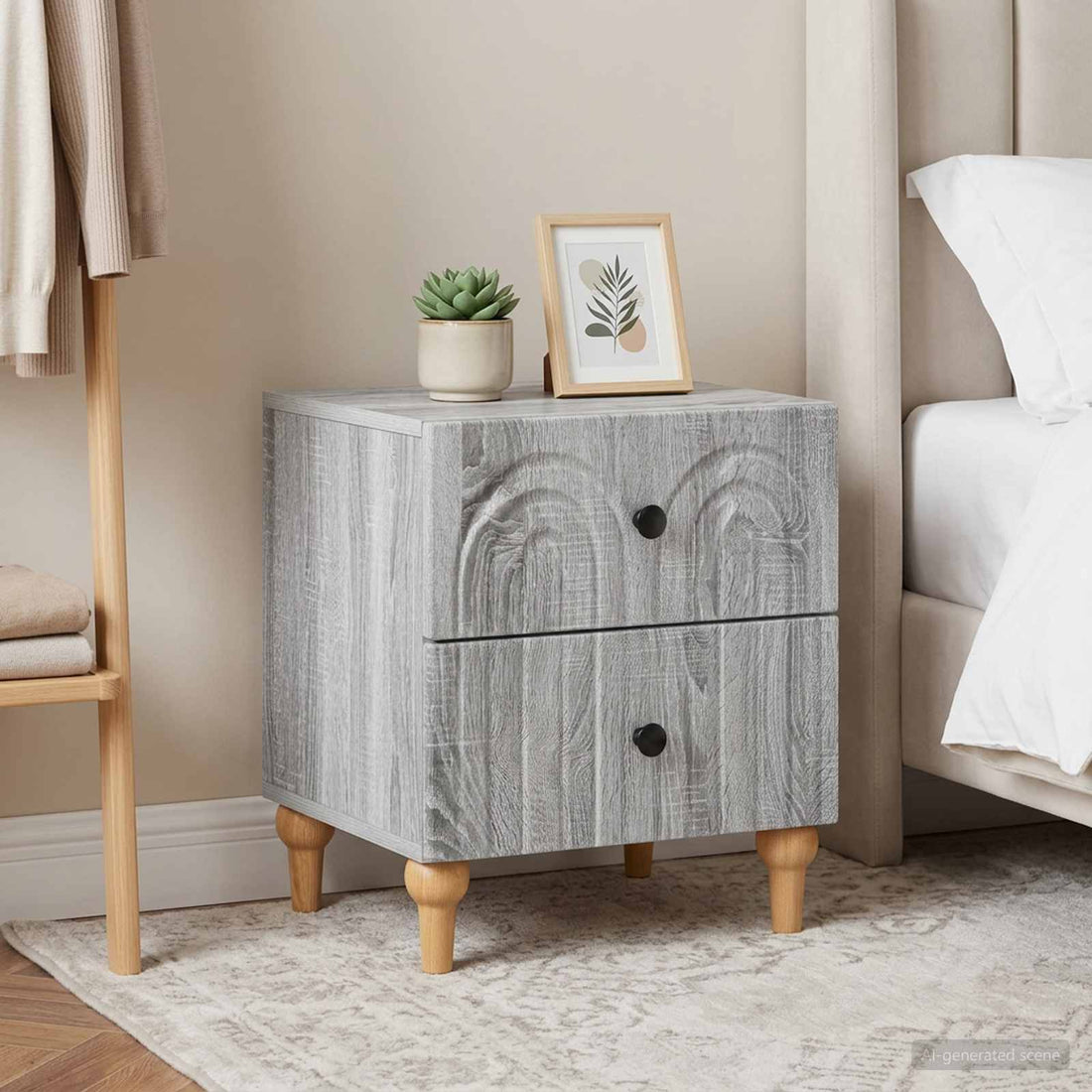 vidaXL Armario de Noche 2 uds. Gris Sonoma 43 x 34,5 x 48 cm