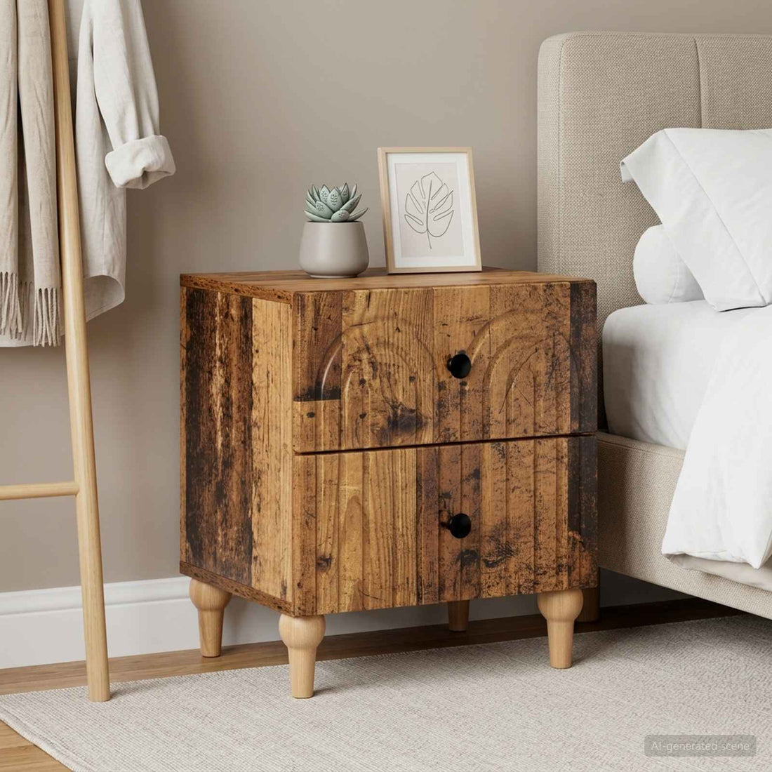 vidaXL Armario de Noche 2 uds. Madera envejecida 43 x 34,5 x 48 cm