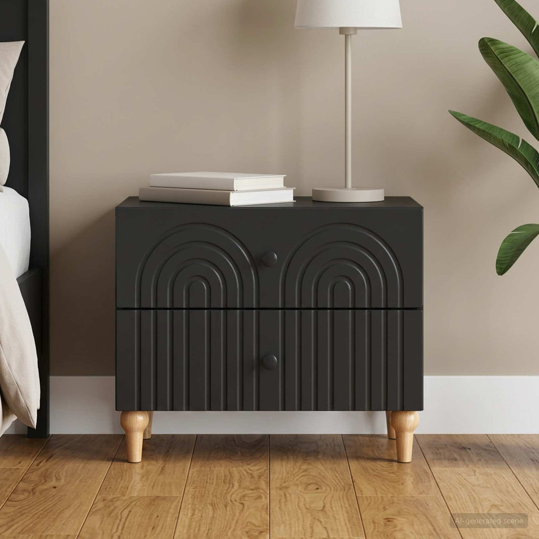 vidaXL Armario de Noche Negro 62 x 34,5 x 48 cm Madera de Ingeniería