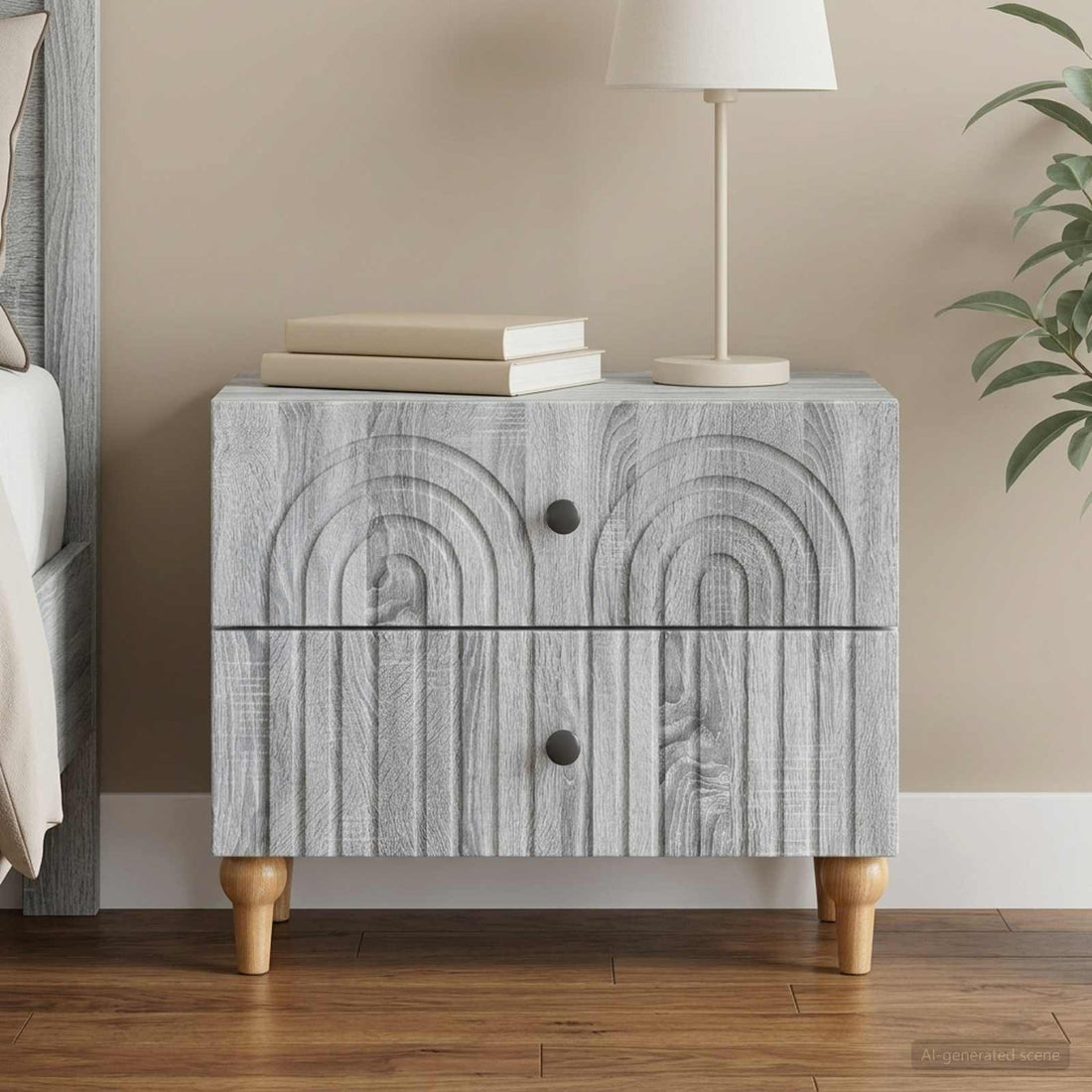 vidaXL Armario de Noche con cajón Gris Sonoma 62 x 34,5 x 48 cm