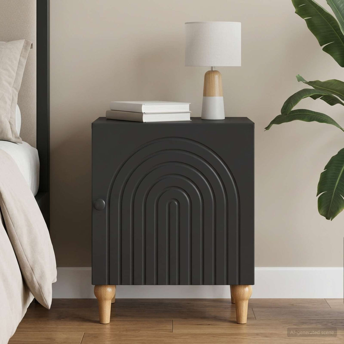 vidaXL Armario de Noche Negro 43 x 34,5 x 50 cm Madera de Ingeniería