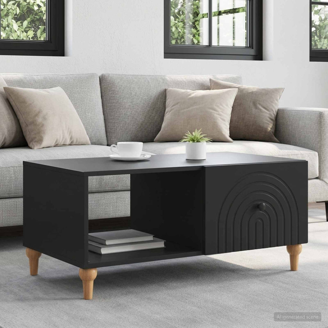 vidaXL Mesa de Café Negro 90 x 50 x 40 cm Madera de Ingeniería