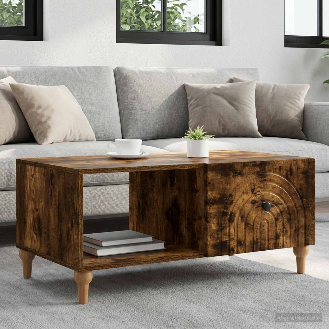 vidaXL Mesa de Café Roble Ahumado 90 x 50 x 40 cm Madera de Ingeniería