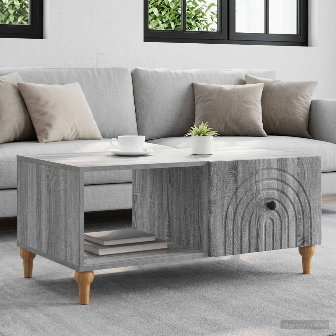 vidaXL Mesa de Café Gris Sonoma 90 x 50 x 40 cm Madera de Ingeniería