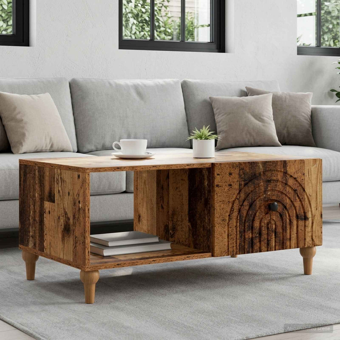 vidaXL Mesa de Café Madera envejecida 90 x 50 x 40 cm