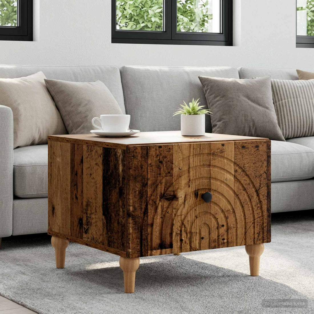 vidaXL Mesa de Café con cajón Madera envejecida 49 x 50 x 40 cm