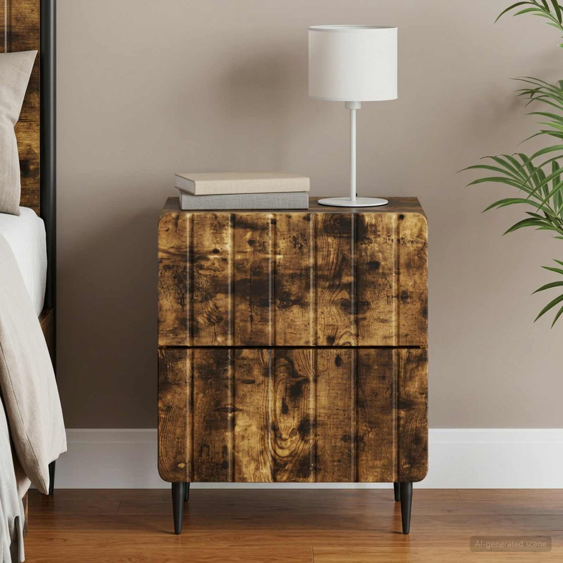 vidaXL Armario de Noche Roble Ahumado 43 x 34,5 x 49,5 cm