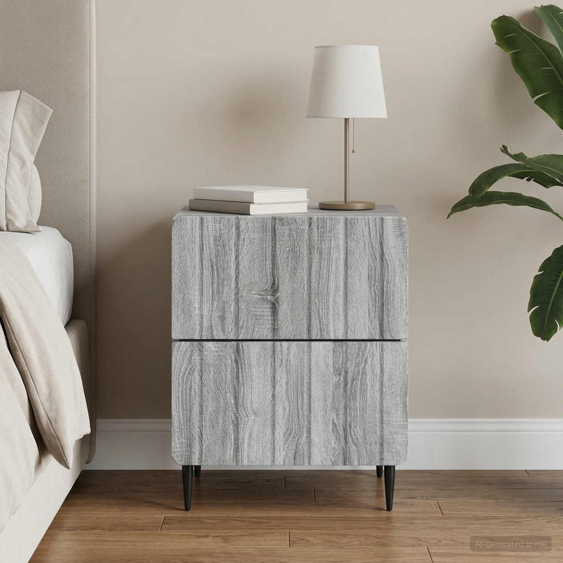 vidaXL Armario de Noche Gris Sonoma 43 x 34,5 x 49,5 cm