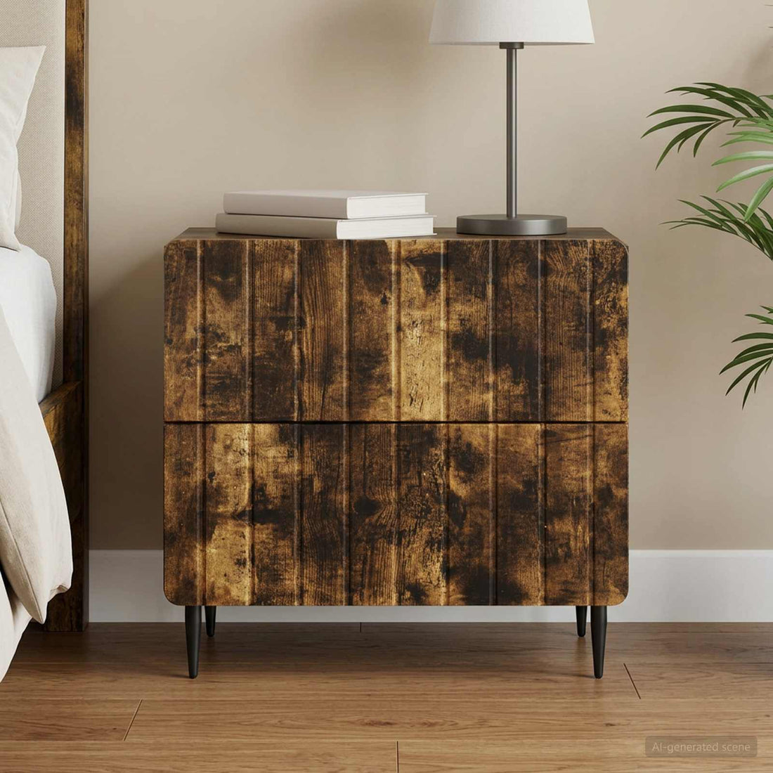 vidaXL Armario de Noche Roble Ahumado 62 x 34,5 x 49,5 cm