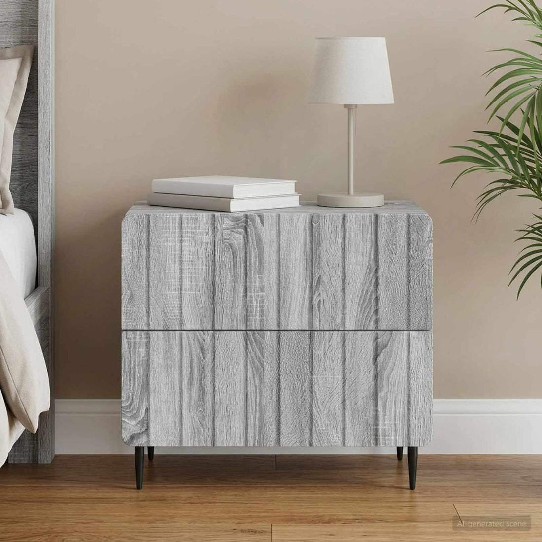 vidaXL Armario de Noche Gris Sonoma 62 x 34,5 x 49,5 cm