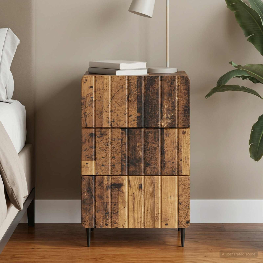 vidaXL Armario de Noche con cajón Madera envejecida 43x 41 x 68 cm