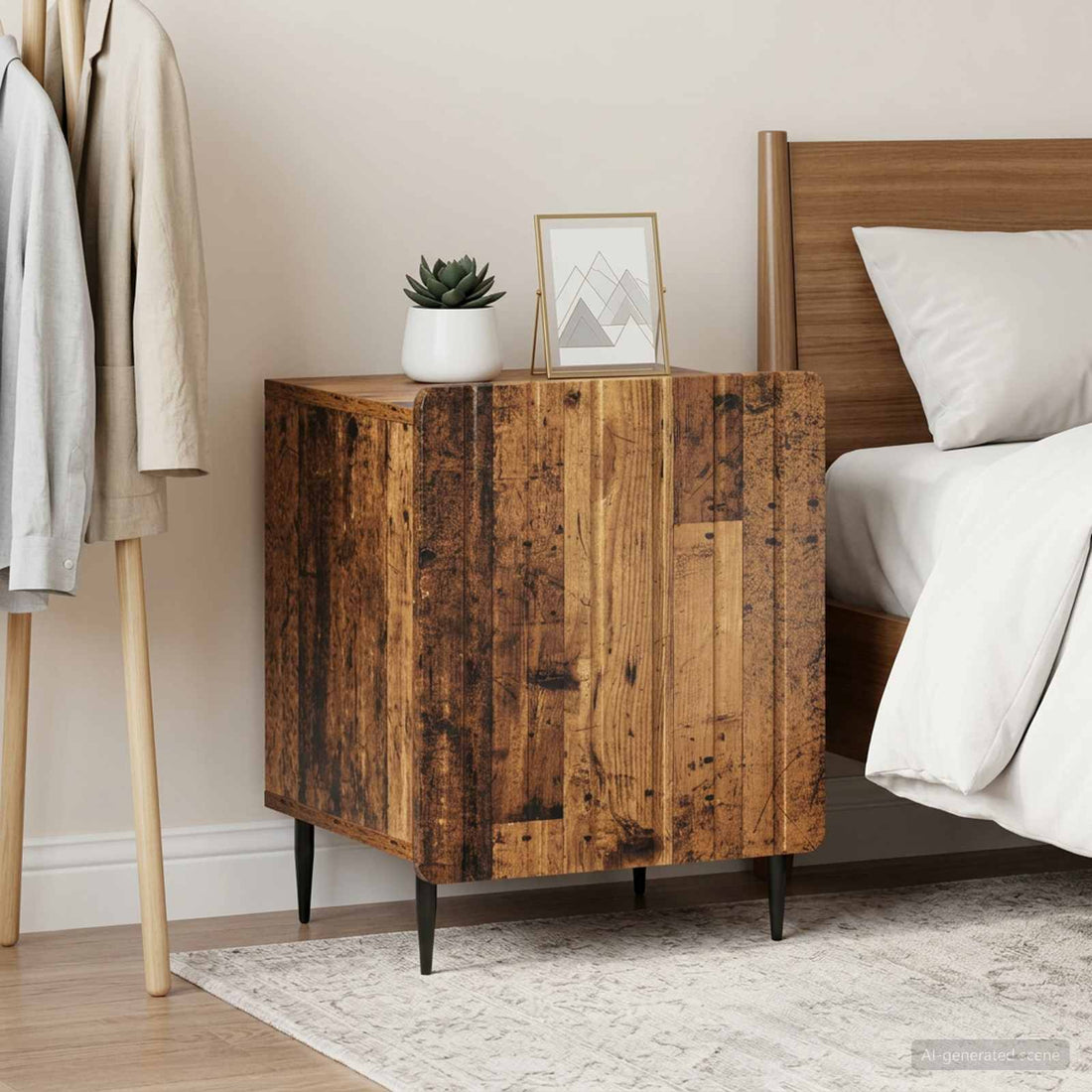 vidaXL Armario de Noche 2 uds. Madera envejecida 43 x 34,5 x 52 cm