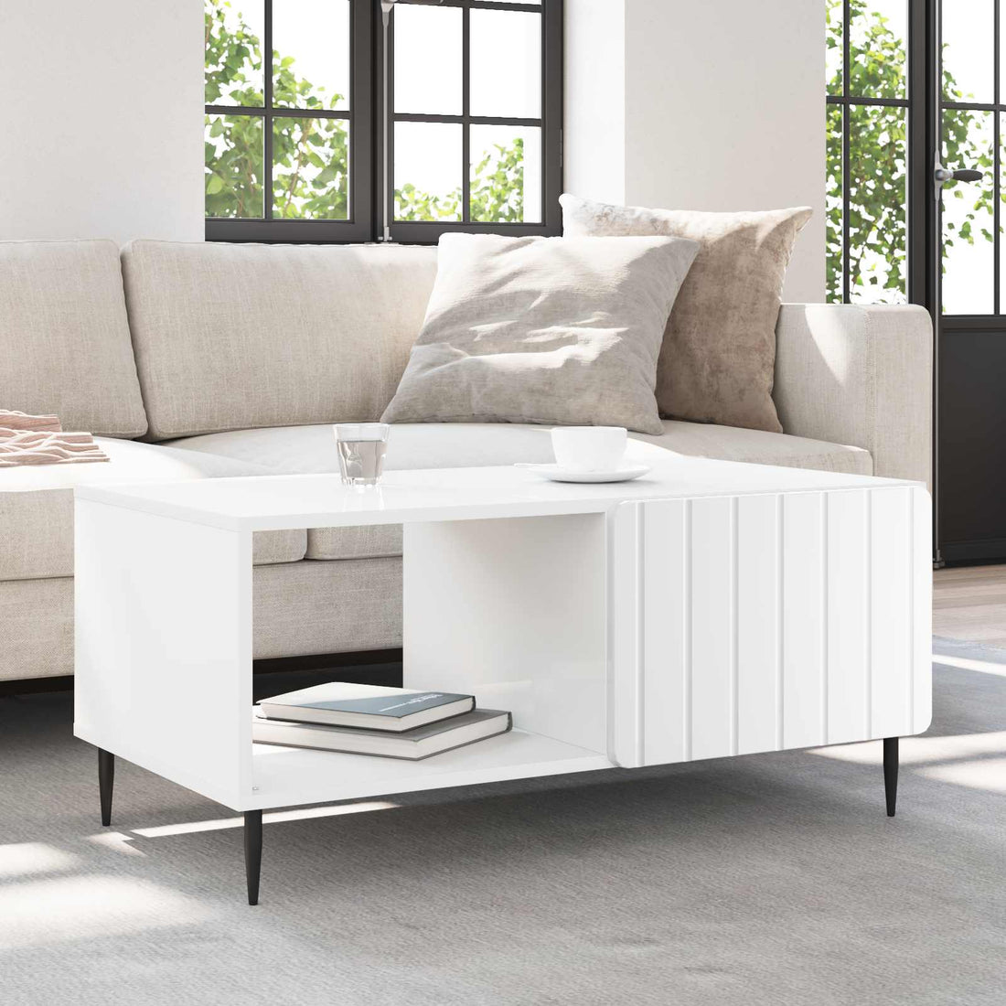 vidaXL Mesa de centro Blanco 90 x 50 x 40 cm Madera de ingeniería