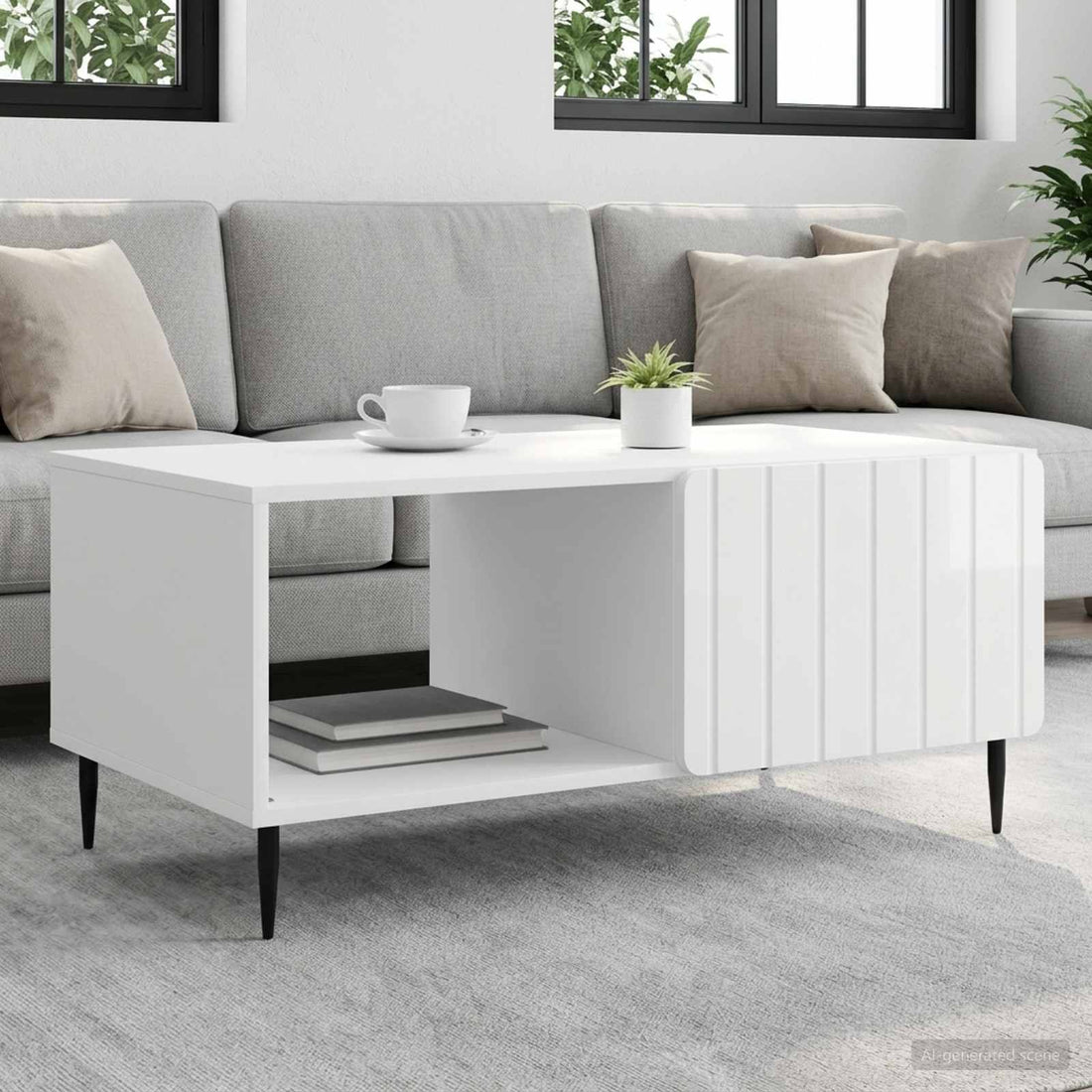 vidaXL Mesa de centro Blanco Brillante 90 x 50 x 40 cm