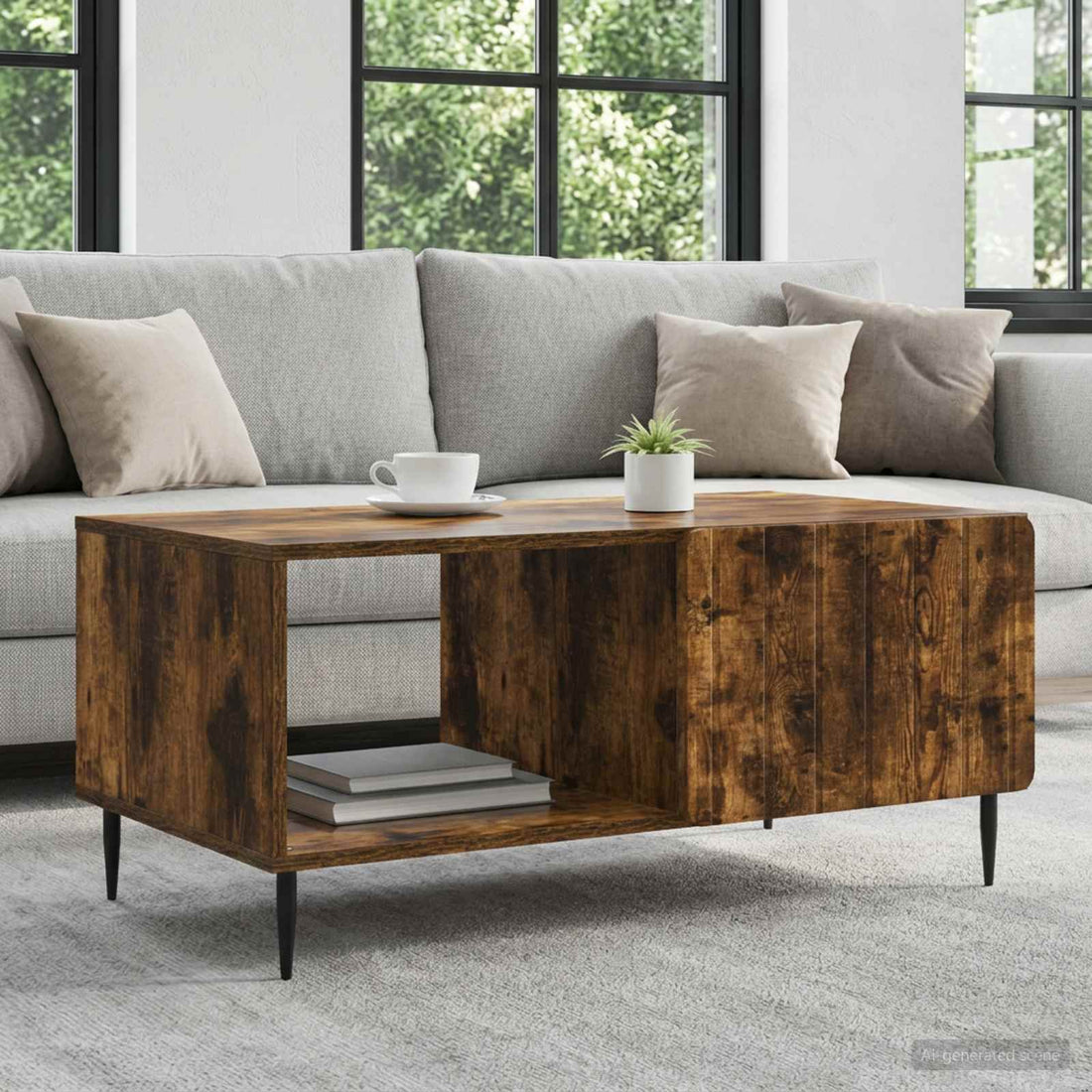 vidaXL Mesa de centro Roble Ahumado 90 x 50 x 40 cm