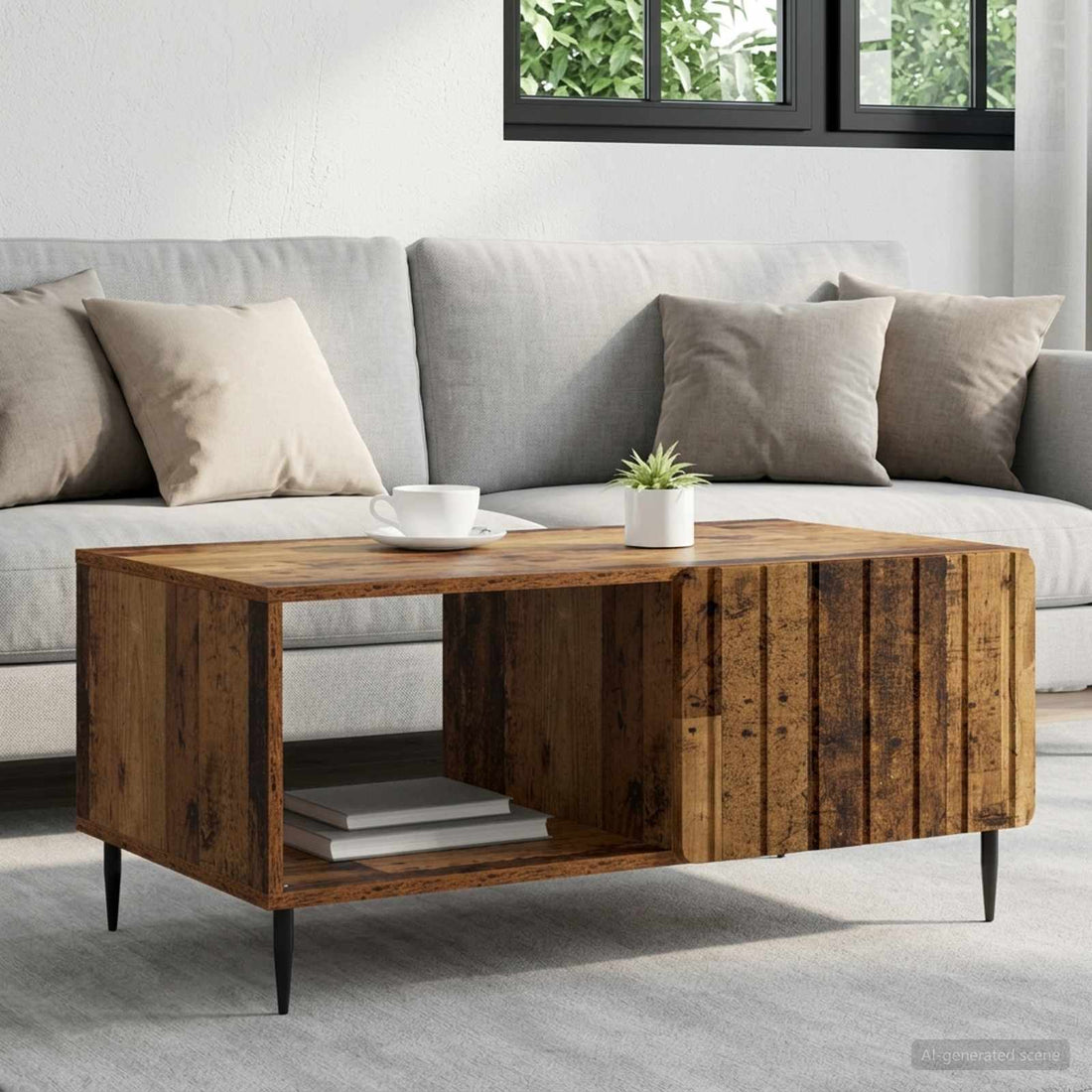 vidaXL Mesa de centro Madera envejecida 90 x 50 x 40 cm