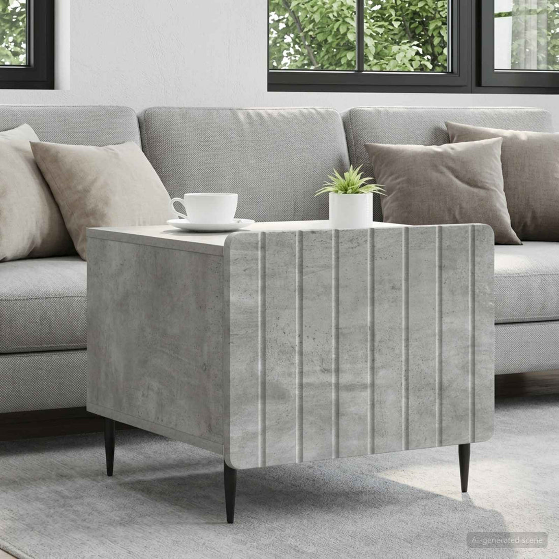 vidaXL Mesa de Café Gris Hormigón 49 x 50 x 42 cm Madera de Ingeniería