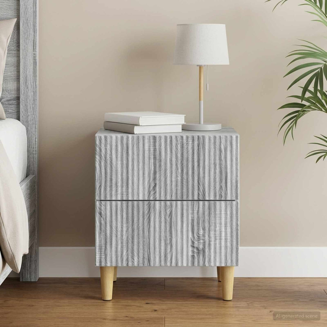vidaXL Armario de Noche Gris Sonoma 43 x 34,5 x 48 cm