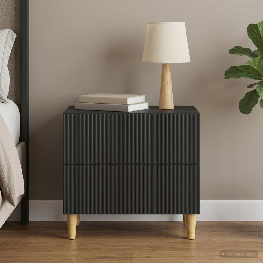 vidaXL Armario de Noche Negro 62 x 34,5 x 48 cm Madera de Ingeniería