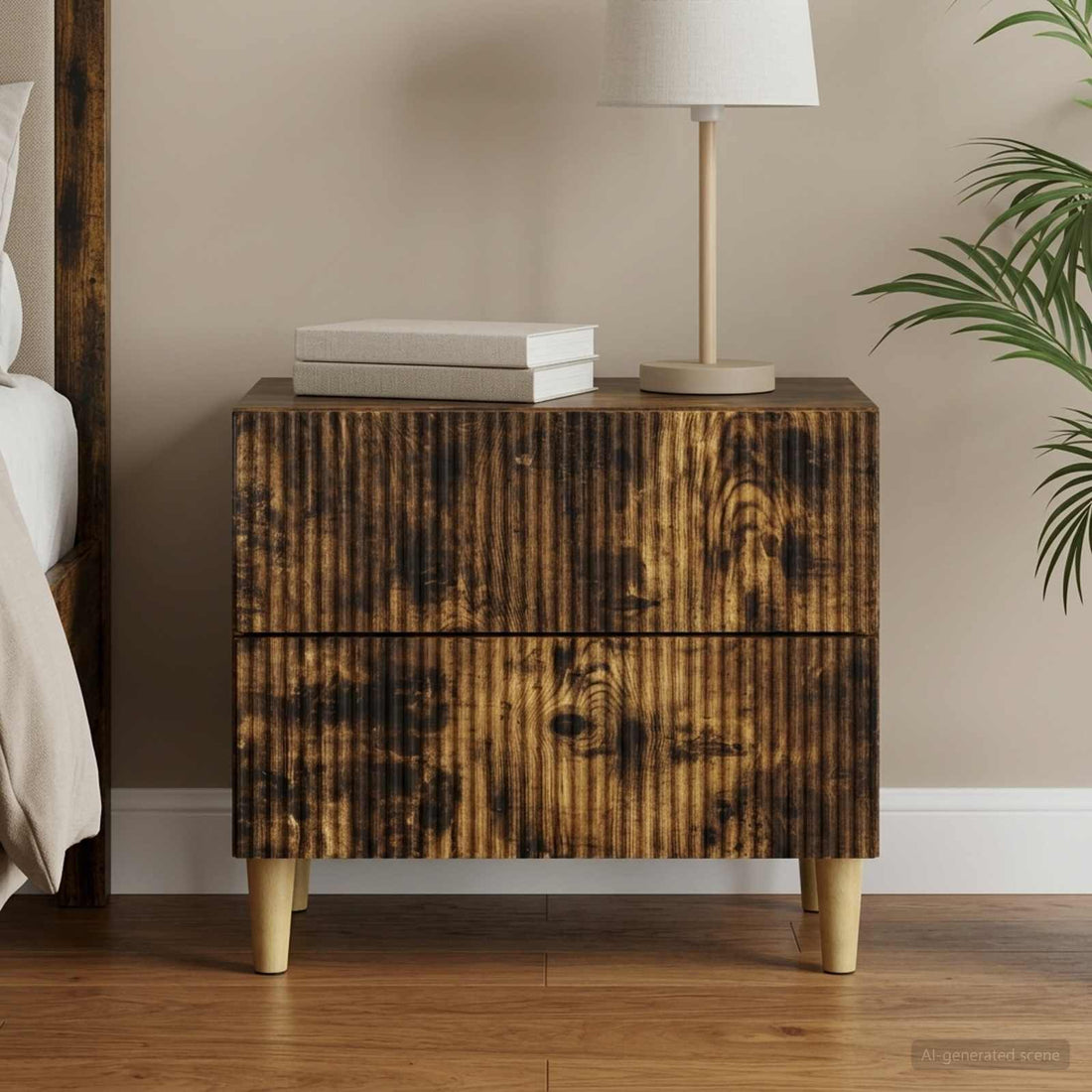 vidaXL Armario de Noche con cajón Roble Ahumado 62 x 34,5 x 48 cm